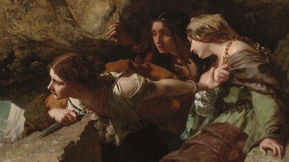 James Sant, Coraggio, ansia e disperazione guardando la battaglia, 1850, olio su tela