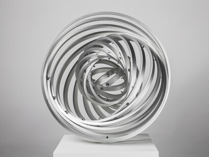 Sungfeel Yun, Energy 17, 2014, Aluminium, Bolts, Nuts, 40 × 40 × 20 cm