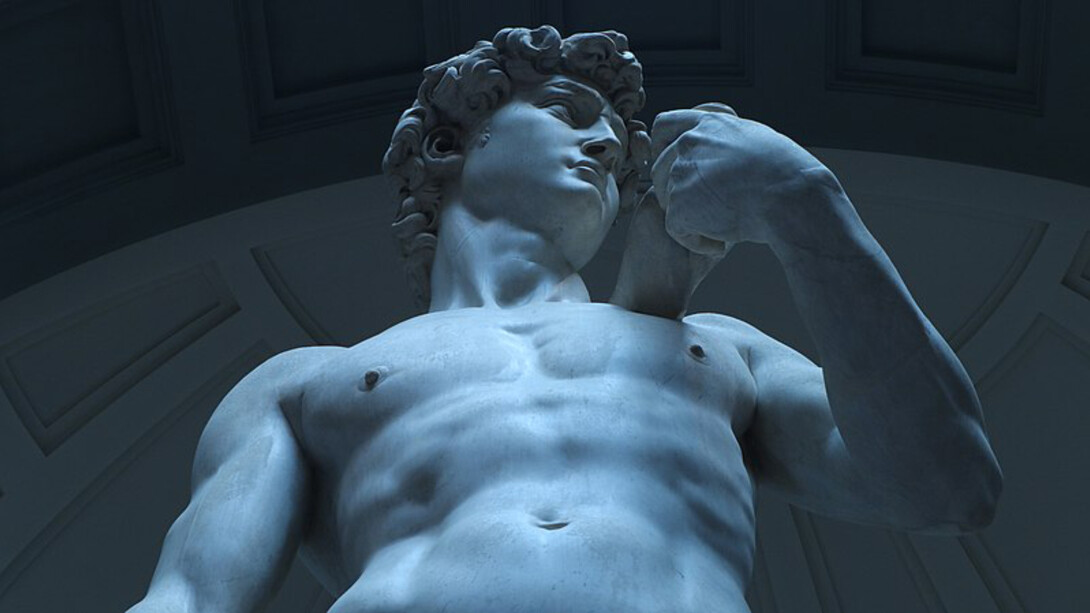 David is a masterpiece of Italian Renaissance sculpture in marble created from 1501 to 1504 by Michelangelo, Firenze, Italy