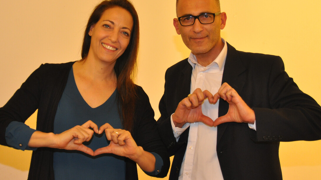 Pierre Lavi with Mrs. Lihi Lapid, an Israeli author and journalist. Photo by: Ephraim Tsfoni
