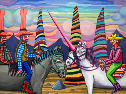 Oska Gutheil, Longhorn cowboy (detail), 2026. Courtesy of Galerie Russi Klenner
