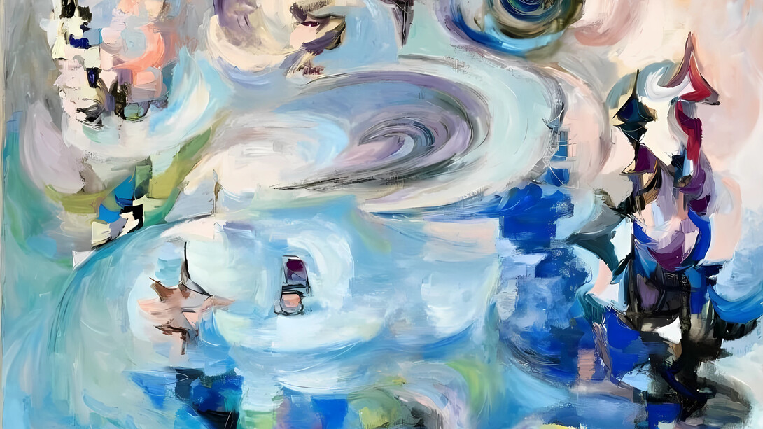 Hélène de Beauvoir, Skipiste, oil on canvas, 1962, 65x92.3cm © APP, Ute Achhammer