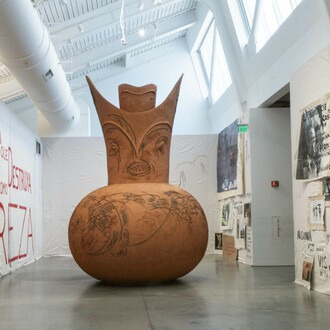 Gabriel Chaile, Matrix 283 Gabriel Chaile: no hay nada que destruya el corazón como la pobreza, exhibition view, 2023-24. Courtesy of Barro Arte Contemporáneo, Buenos Aires and Gabriel Chaile, Lisbon and ChertLüdde, Berlin. Photo by Whit Forrester