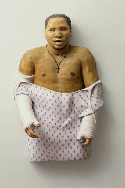 John Ahearn, Lazaro, 39 x 24 x 11 in/99 x 61 x 27.9 cm