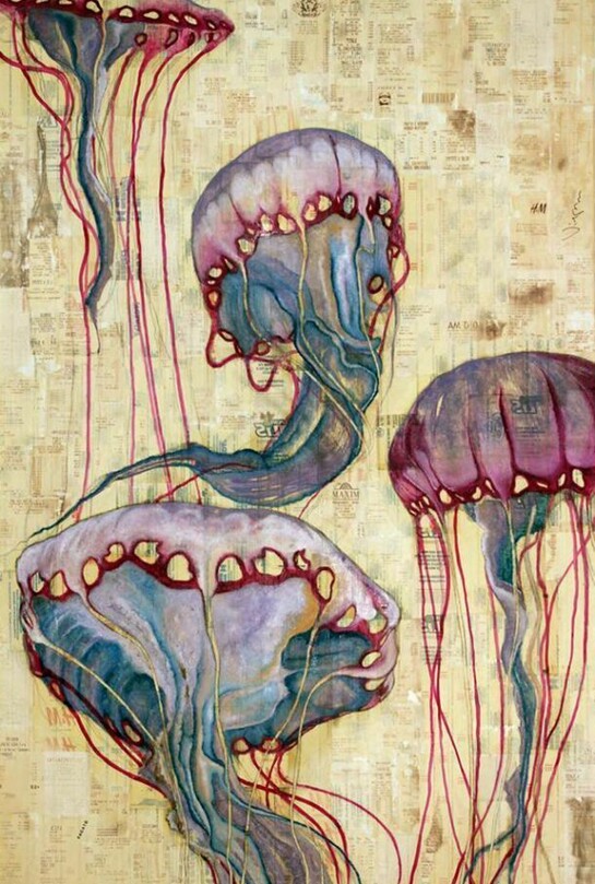 Luca Viapiana, The Unrestrainable Need to Emerge, Oil & Mixed Media on Canvas, 47" x 31.5"