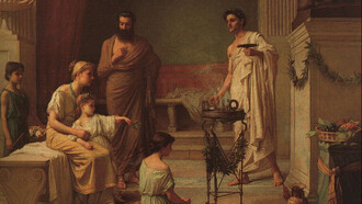 John William Waterhouse, Bambino malato al tempio di Esculapio, 1877
