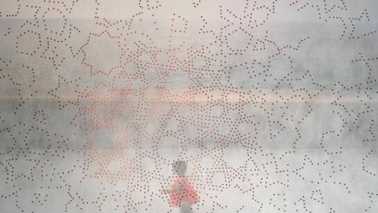 Raja Aissa, Volatile 4, 2013, Mixed Media, 97H x 146W, Unique Reflection series