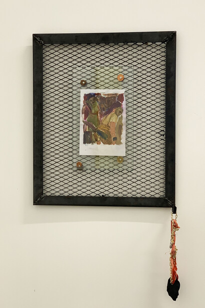 Gaëlle Choisne
Pxssy Sarayı I Pxssy Palace, 2020
Metal, akrilik, pastel, kurşun kalem, zincirler, ipek Metal, acrylic, pastel, black pencil, chains, silk 47 x 35 cm
