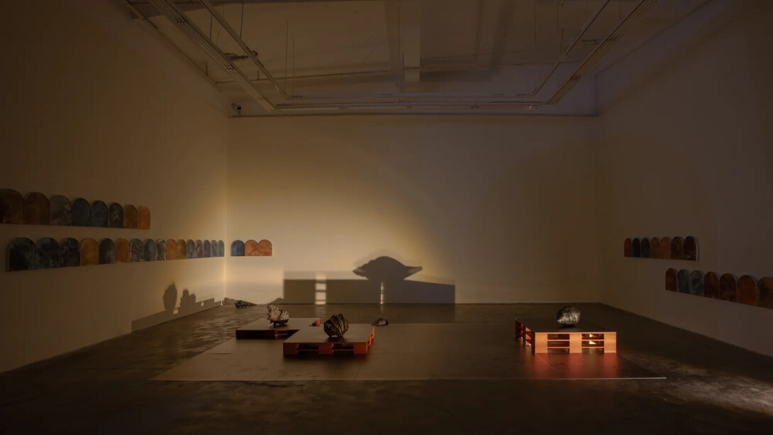 Chen Xiaoyi, Moth/Good-bye/of all things the weight, exhibition view. Courtesy of A Thousand Plateaus Art Space