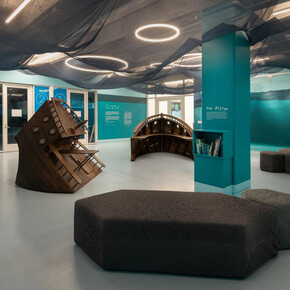 Oliver Jeffers, Life at sea, exhibition view. Courtesy of the Brooklyn Museum