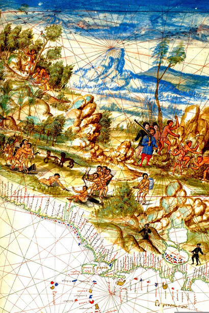 Mapa do Brasil a partir do Atlas Vallard, em torno de 1547