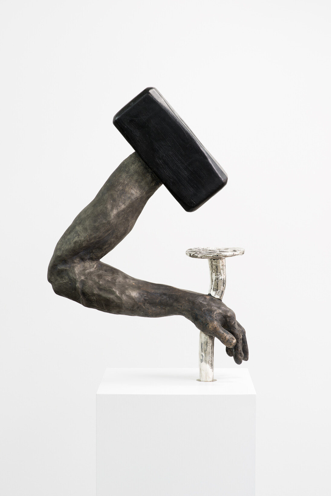 Thomas Lerooy, Destroy Everything You Touch, 2014 Bronze, patine, argent, 71 x 50 x 19 cm © Hugard & Vanoverschelde Photography, Brussels, Courtesy Galerie Nathalie Obadia, Paris/Bruxelles