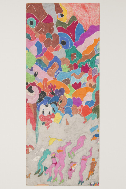 Susan Te Kahurangi King, Untitled, c. 1978, Graphite and crayon on paper, 23 x 9.25 inches (58.4 x 23.5 cm)