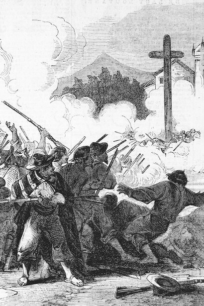 Entrada de William Walker a Granada, Nicaragua. Pelea frente al Convento de San Francisco