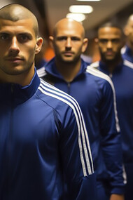 View of soccer players before the show