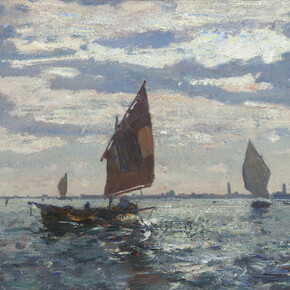 Beppe Ciardi, Murano vista da Venezia, olio su tavola, 45 x 65 cm. Courtesy of Galleria Bottegantica