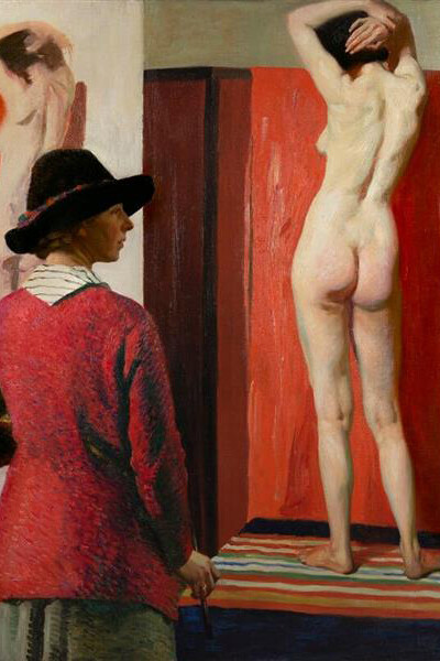 Laura Knight, Self Portrait, 1913, oil on canvas, 60x50.25 in, Queer British Art (1861-1967), UK