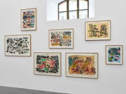 Günther Förg, Arbeiten auf papier. 1975–2009, Ausstellungsansicht. Mit freundlicher Genehmigung von Hauser & Wirth
