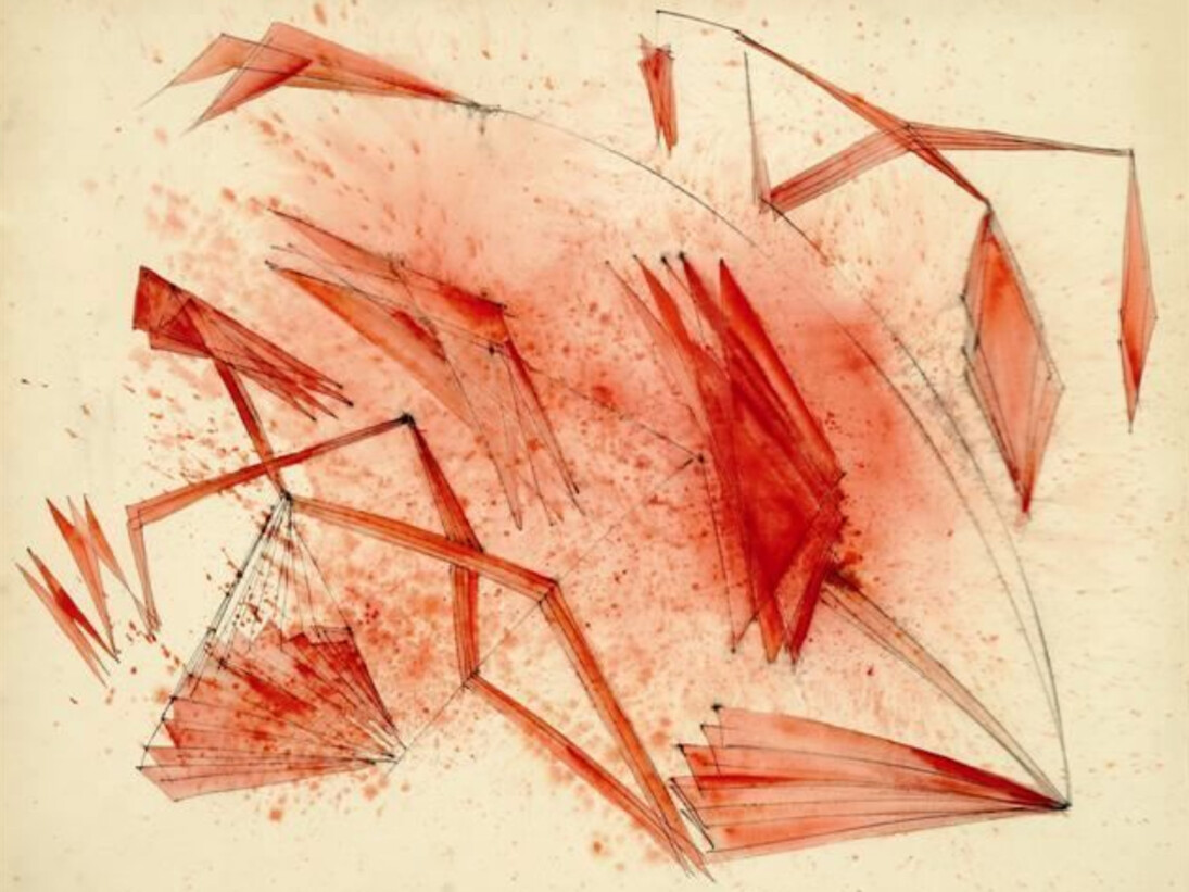 Dorothy Dehner, Red Music, 1950. Courtesy of Levis Fine Art 