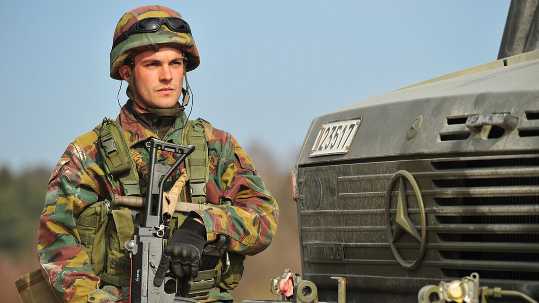 A Belgian soldier participates in Rampant Lion, a quick reaction infantry task force exercise, Feb. 26, 2014, during European Union Battlegroup 2014-02 at the Grafenwoehr Training Area in Grafenwoehr, Germany. About 1,550 soldiers from Belgium, the Netherlands, Luxembourg, Spain and Macedonia trained for the battlegroup certification. The final certification was scheduled for June in Belgium