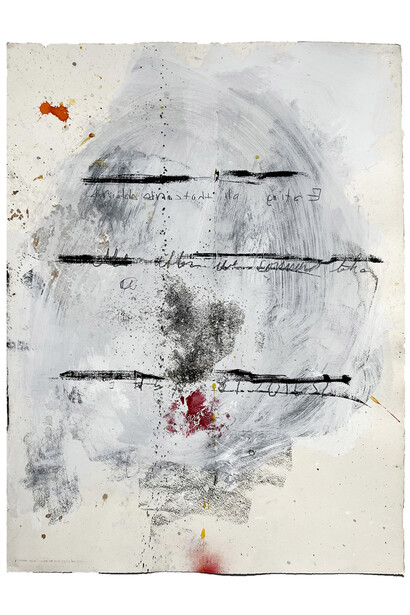 Stephen Lapthisophon, Cruel, 2017, mixed media on paper, 30x22 inches. Courtesy the artist and Conduit Gallery