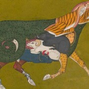 A Composite Ram, Kota, Rajasthan, India, c. 1750, Opaque watercolour on paper, 22 x 19.5 cm, Arturo Schwarz collection