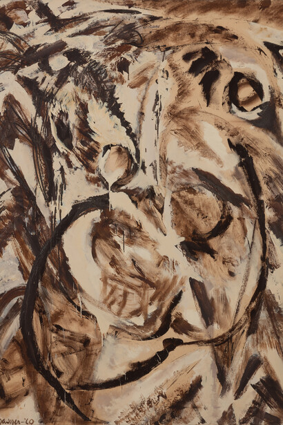 Lee Krasner, Fecundity, 1960, oil on canvas, 87 3/8 x 70 1/2 inches, 221.9 x 179.1 cm. © 2017 The Pollock-Krasner Foundation / Artists Rights Society (ARS), New York. Image courtesy of Paul Kasmin Gallery 