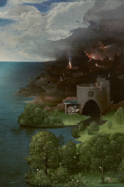 Joachim Patinir, El paso de la laguna Estigia (detalle), c. 1520