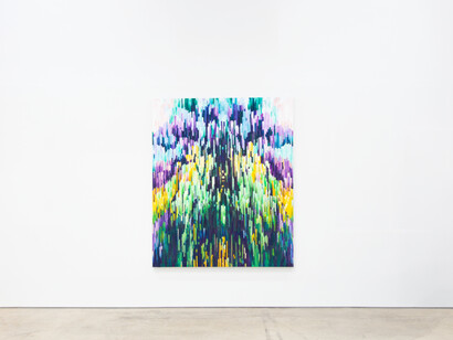 Yassi Mazandi, Iris, 2023, mixed media on canvas, 72x60 inches. Courtesy of the artist and Make Room, LA