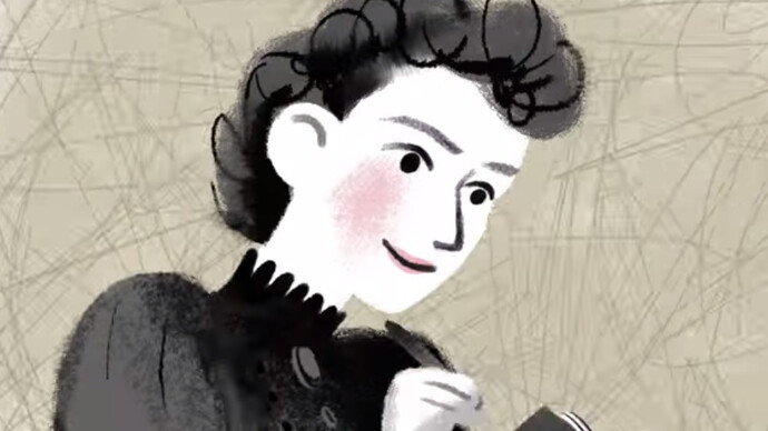 Dibujo de Nellie Bly escribiendo en su diario