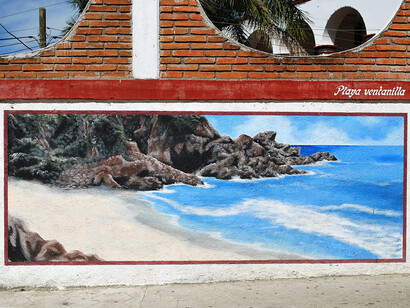Mural de La Ventanilla en la iglesia de San Pedro Pochutla, Oaxaca, México