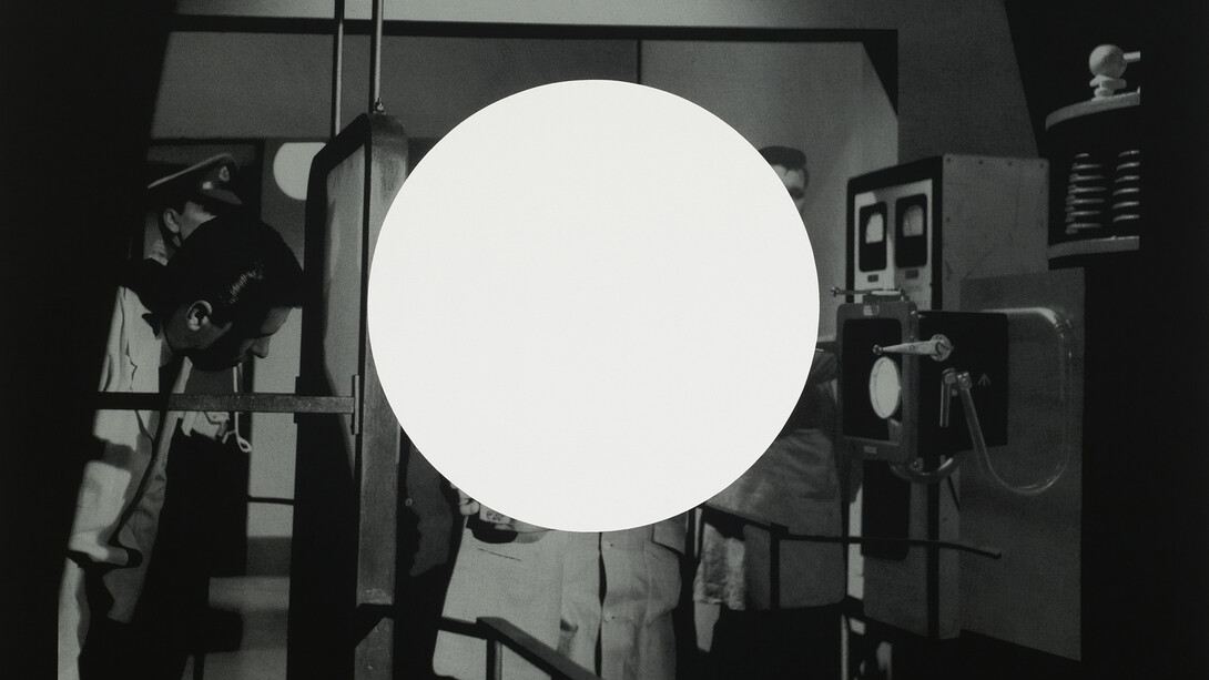 John Stezaker, Projection, 2015, Silkscreen on black cotton, 64 9/16 x 76 3/4 in. (164 x 195 cm), Courtesy of The Approach, London