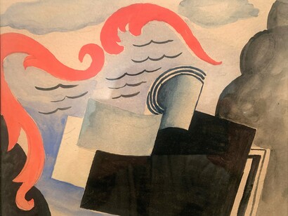 "Les ailes rouges", Roger de La Fresnaye, acquerello e matita su carta, 1920-1921