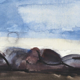 Klaus Fussmann, Myvatn, Watercolour on card, 1983, 4 1/4 × 5 ¾  in // © Klaus Fußmann, 2018 / Courtesy of Ludorff
 