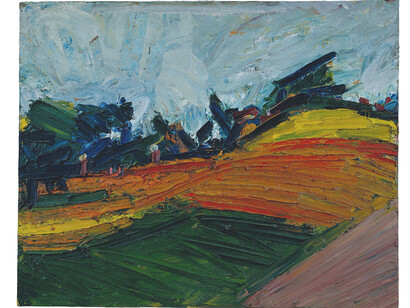 Frank Auerbach, Primrose Hill, 1971, Oil on board, 1141 x 1393 x 110 mm, Private collection, courtesy of Daniel Katz Gallery, London © Frank Auerbach, courtesy Marlborough Fine Art
