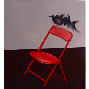 Ala Bashir, Waiting Chair, oil on canvas, 130 x 120 cm