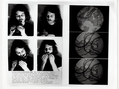 Dennis Oppenheim, Stills from Gingerbread Man, 1969-71, published in Food Sex Art the Starving Artists’ Cookbook by EIDIA (idea) Books in New York, 1991. (c) Dennis Oppenheim; Courtesy of the estate of the artist, Paul and Melissa Eidia, and Ryan Lee Gallery, New York.