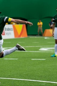 Partida de futebol de 5 da seleção brasileira nos Jogos Paralímpicos de Rio 2016