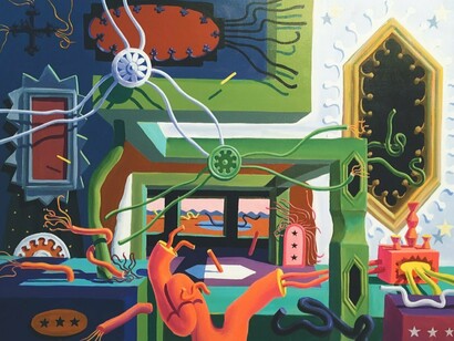 Paul Schwietzke, Imponderabilien (detail), 2014, Acryl auf Leinwand, 90 x 120 cm. Courtesy of the artist and Galerie Kremers