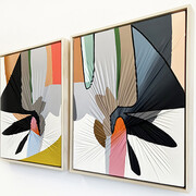 Carrie Gillen, Matchstick (Diptych).
Stretched Fabric, Acrylic,
30 x 48 inches, Total Diptych Size. Courtesy of the artist and JoAnne Artman Gallery