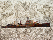 Hew Locke, HMS Belfast, 2012, painted photograph, 127 x 188 cm © the artist, photograph by Charles Robinson