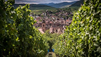 View of Riquewihr from the Schoenenbourg, France
