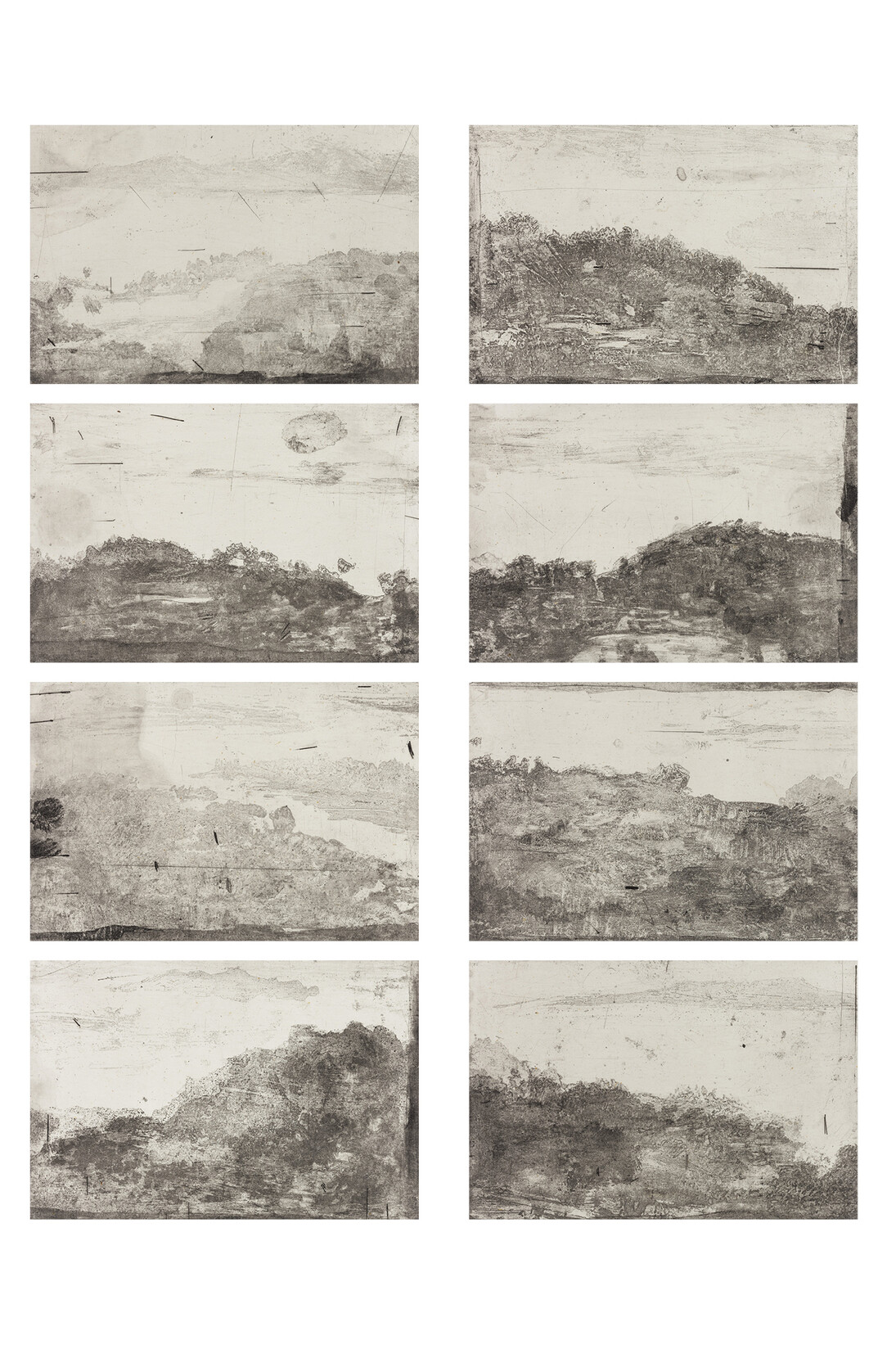 Yan Shanchun (b. 1957), West Lake-South Mountain, 2013, Copper plate etching, Set of 8, Each image 5, 1/4 x 7 3/4 in (sheet 13 3/4 x 18 3/4 in), 13 x 20 cm (35 x 48 cm), Edition of 30