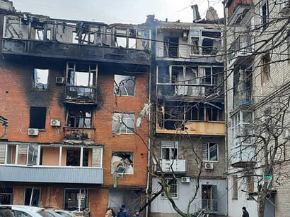 Destruction along Georgiy Tarasenko Street in Kharkiv following a Russian missile strike on 6 October 2023. Several residential buildings were damaged, two people were killed, and 28 others were injured, Ukraine