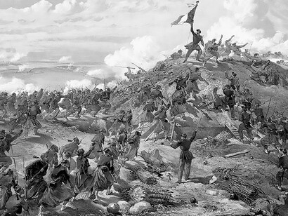 The Attack on the Malakoff by w:William Simpson. Print shows the French assault on the Malakoff, the main Russian fortification before Sevastopolʹ, on 7 September 1855