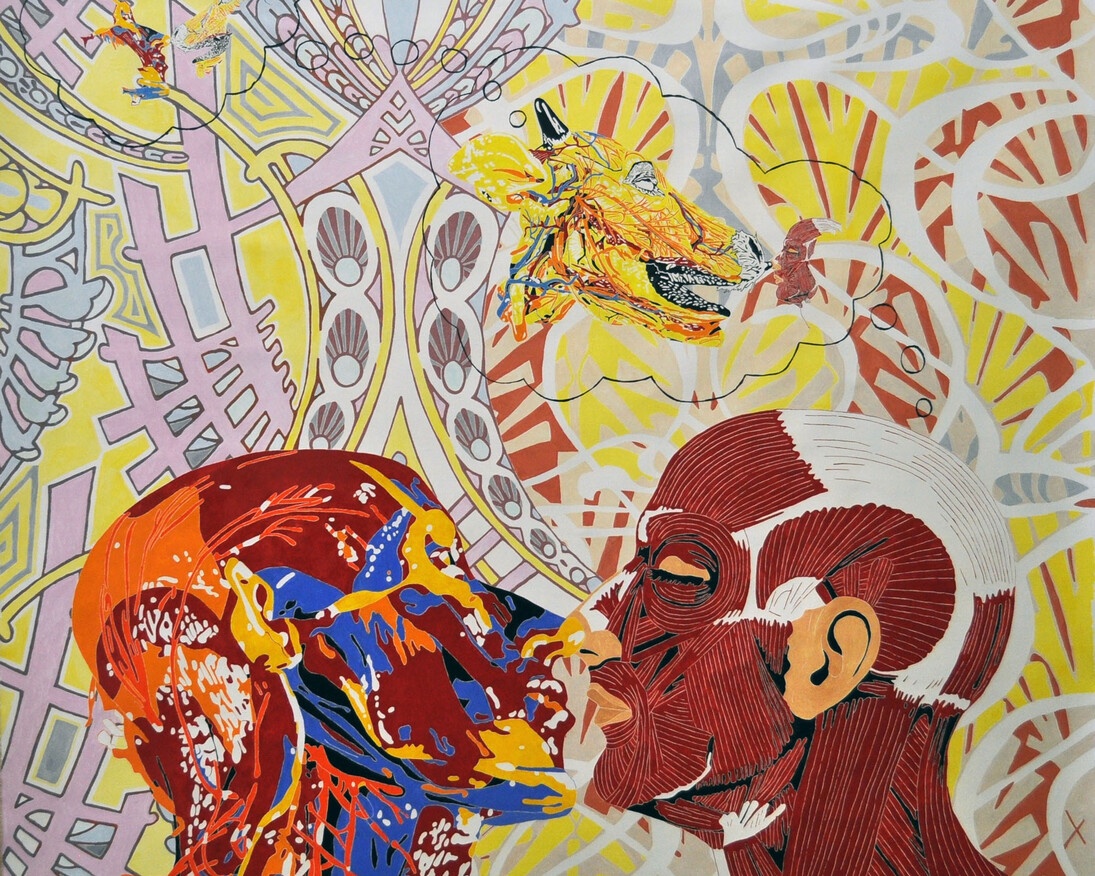 Maurizio Cannavacciuolo, Dreaming of cheating, 2015, olio su tela, 214 x 214 cm