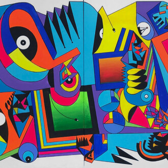 Luis Cruz Azaceta, Now you see me, now you don't (detail), 2023. Courtesy of Lyle O. Reitzel Contemporary Art