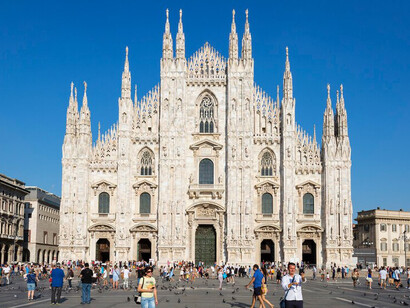 Milan Cathedral, Duomo and Vittorio Emanuele II Gallery at Piazza del Duomo. Lombardy, Italy