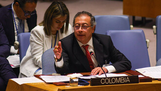El presidente Gustavo Petro durante la Sesión del Consejo de Seguridad de la ONU, Nueva York, Estados Unidos, 11 de julio de 2024