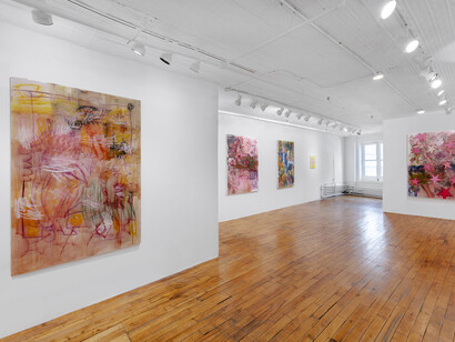 Alex Gibson, Slippery Slope, 2023, installation view, photo by Daniel Terna. Courtesy the artist and Someday, New York